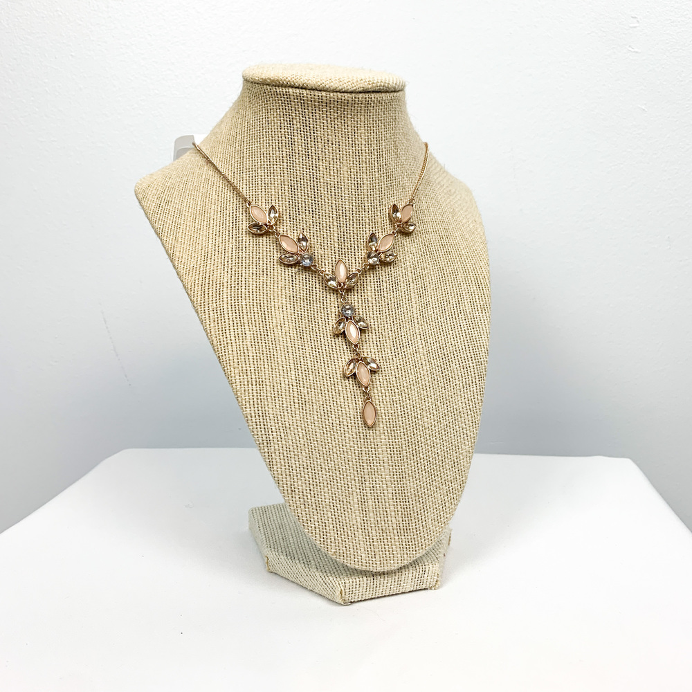 NWT Dainty Soft Pink, Silver & Gold Necklace & Earring Set
